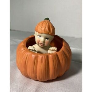 K's Collection Baby in pumpkin ceramic decor Halloween 3 inch Vintage cute